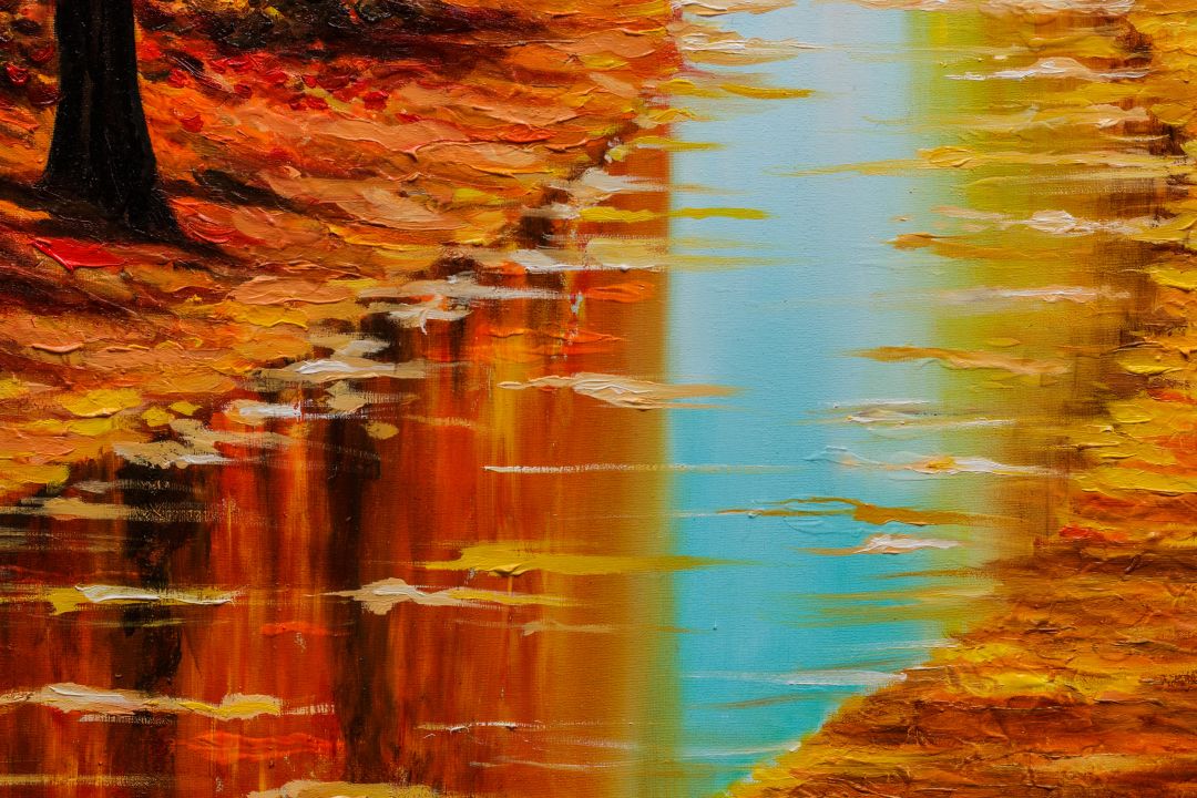 Paint_oil_quadro_olio_tela_natura_bosco_wood_canadian_canada_alberi_foglie_dipinto_ruscello_spennellate_pennellate-1080×720
