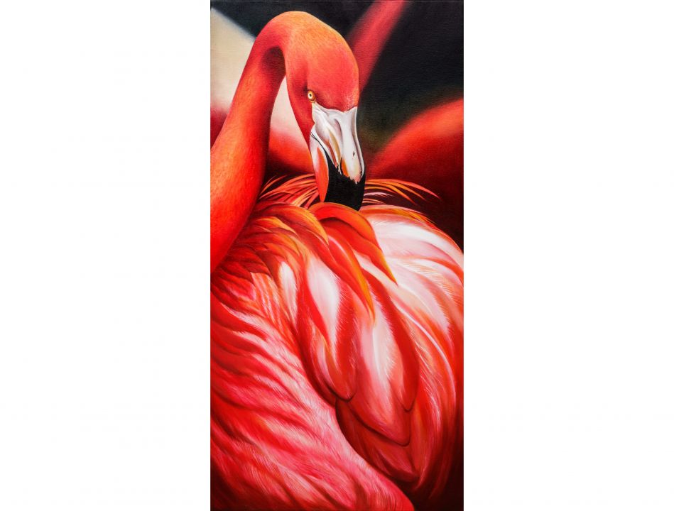 fenicottero_flamingo_oil_paint_quadro_dipinto_oilo_tela_animal_nature_iperrealismo_hyperrealism_hyperealism_realismo_iper_realism_2-949×720